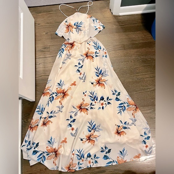 Lulus light pink floral open back maxi dress size small - Picture 4 of 5